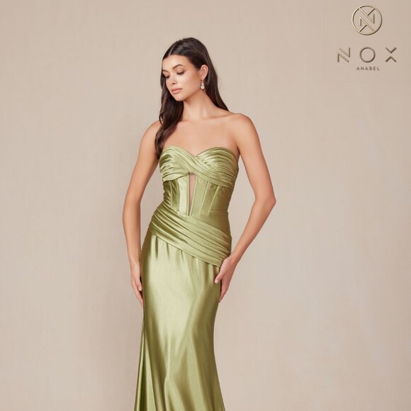 NEW FORMAL SLEEVELESS SHEATH STRAPLESS TWISTED SWEETHEART NECK DRESS NX T1500